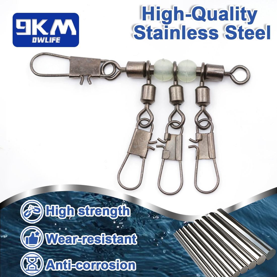9KM 10pcs 4-Way Fishing Swivel - Fishing Boat Trailer 评论和价格